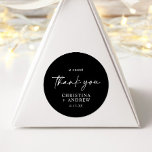 Simple Minimalist & Modern | Wedding  Runt Klistermärke<br><div class="desc">Elegant Modern Minimalist Wedding Classic Round Sticker. Featuring a sleek black background with crisp white text, this sticker embodies sophistication and simplicity. Perfect for sealing wedding invitations or party favors, it adds a touch of contemporary charm to your special day. *** Please enter H096 in the store search to find...</div>