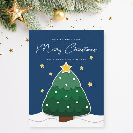 Simple Minimalist Papercut Julgran & Stars Julkort