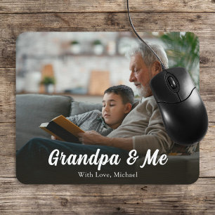 Simple Minimalist Photo Calligraphy Grandpa och Me Musmatta