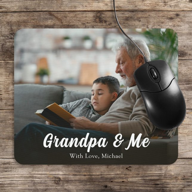 Simple Minimalist Photo Calligraphy Grandpa och Me Musmatta (Skapare uppladdad)