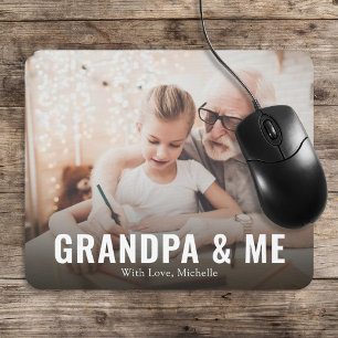 Simple Minimalist Photo Calligraphy Grandpa och Me Musmatta