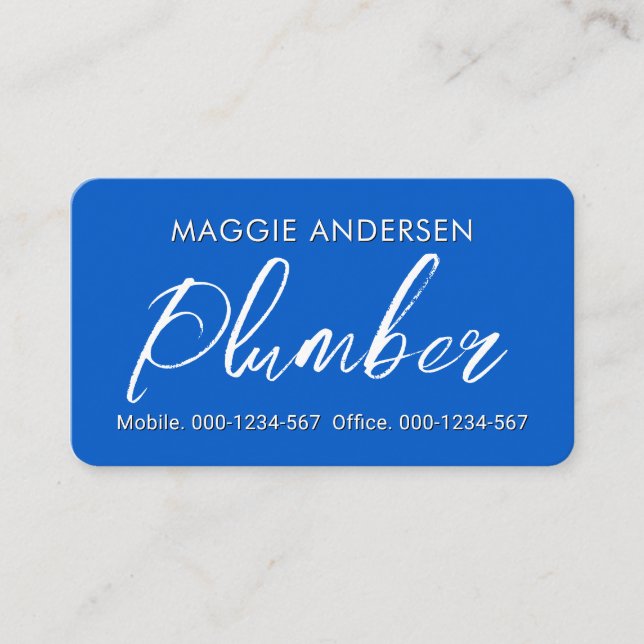 Simple Minimalist Plumber In Blue Layer Visitkort (Framsida)