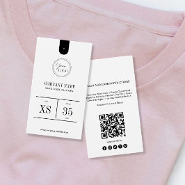 Simple Minimalist QR Code Clothing Price Tag Label Visitkort
