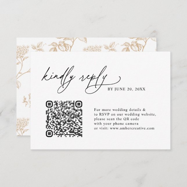 Simple Minimalist QR code Wedding RSVP Cards OSA Kort (Fram/baksida)