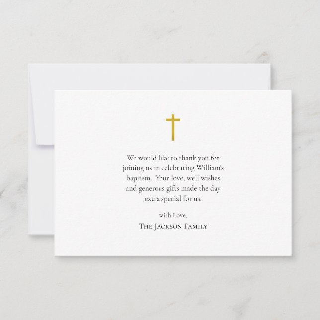 Simple, Minimalist Roman Catholic Baptism Tack Kort (Framsida)
