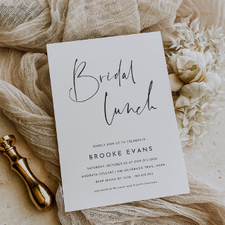 Simple Minimalist Script Bridal Lunch Inbjudningar