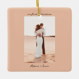 Simple Minimalist Script Photo Julgransprydnad Keramik