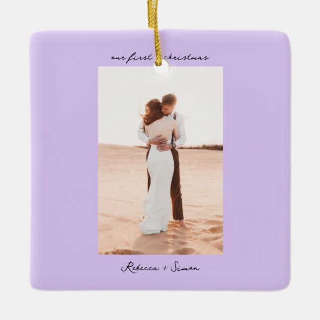 Simple Minimalist Script Photo Julgransprydnad Keramik (Framsida)