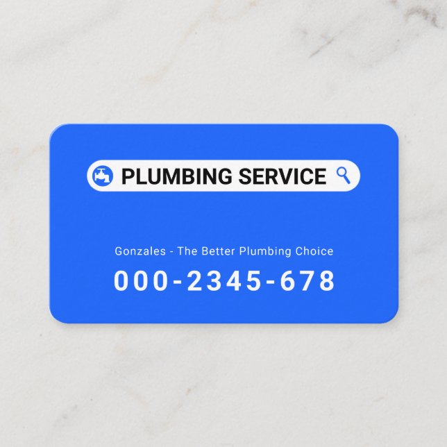 Simple Minimalist Searching Plumber Service Visitkort (Framsida)