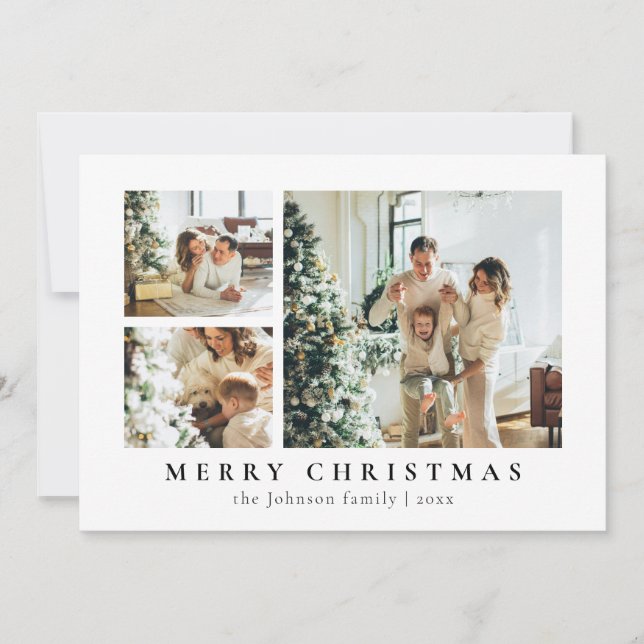 Simple Minimalist Typography Photo Christmas Card Julkort (Framsida)