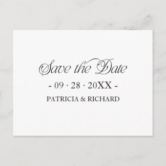 Simple Minimalist Typography Save the Date Vykort