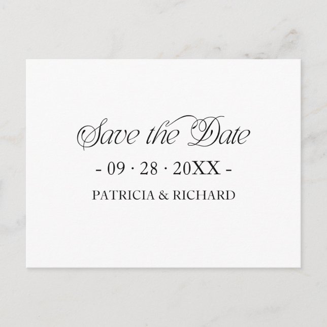 Simple Minimalist Typography Save the Date Vykort (Framsida)