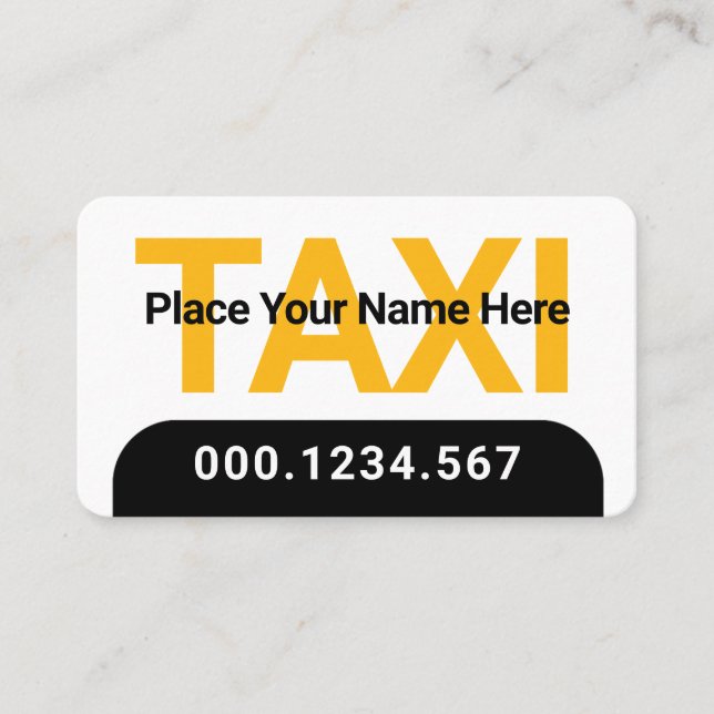 Simple Minimalist Yellow Taxi Service Visitkort (Framsida)
