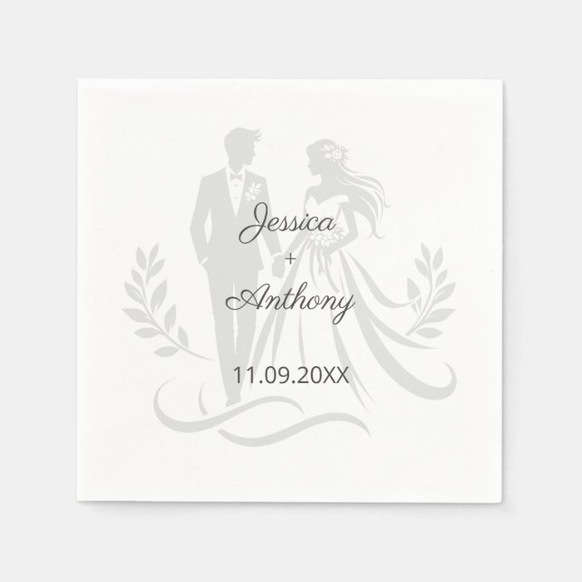 Simple Minimalistc Elegant Custom Name Wedding Pappersservett (Framsidan)
