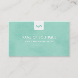 Simple Mint Chic Boutique Monogram Social Media Visitkort