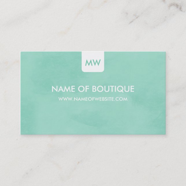 Simple Mint Chic Boutique Monogram Social Media Visitkort (Framsida)