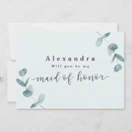 Simple Mint Eucalyptus Maid of honor Frieri kort