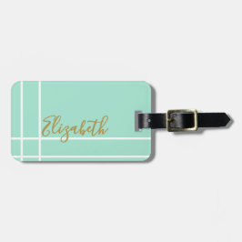 Simple mint green minimalist custom name ladies  bagagebricka