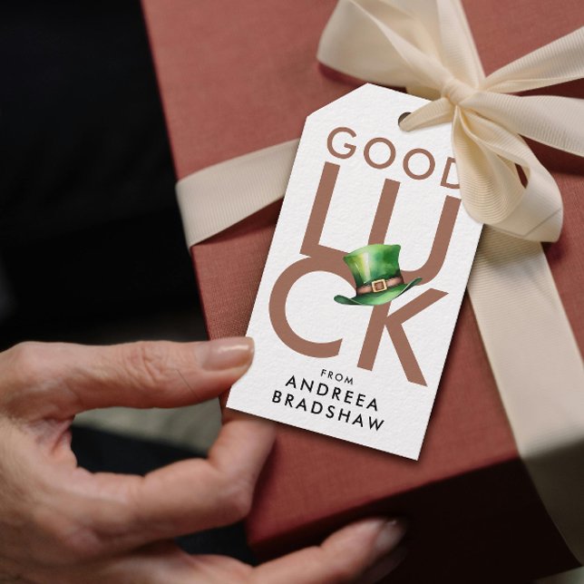 Simple Mocha Brown Lycka till Patrick Day Hat Presentetikett (Skapare uppladdad)