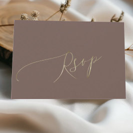 Simple Mocha Brown Wedding RSVP OSA Kort