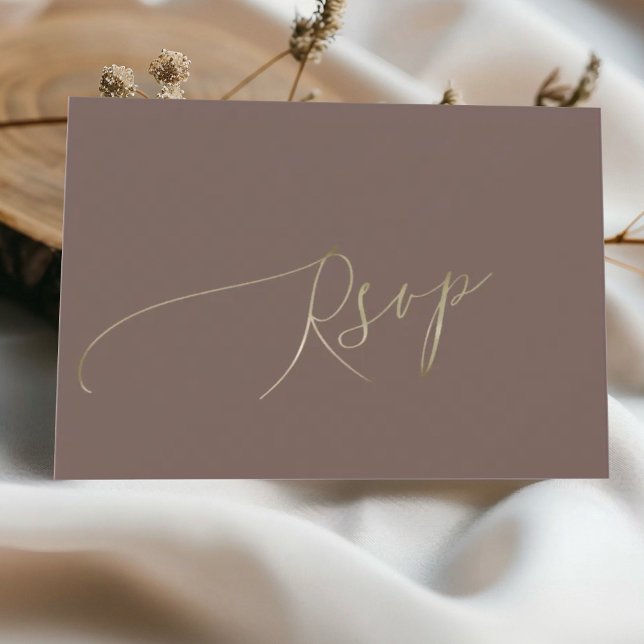 Simple Mocha Brown Wedding RSVP OSA Kort (Skapare uppladdad)