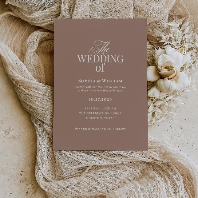 Simple Mocha Taupe | Luxe Neutral Wedding Inbjudningar (Skapare uppladdad)