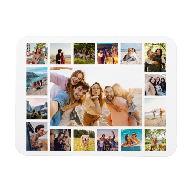 Simple Modern 17 Photo Collage Magnet (Horisontell)