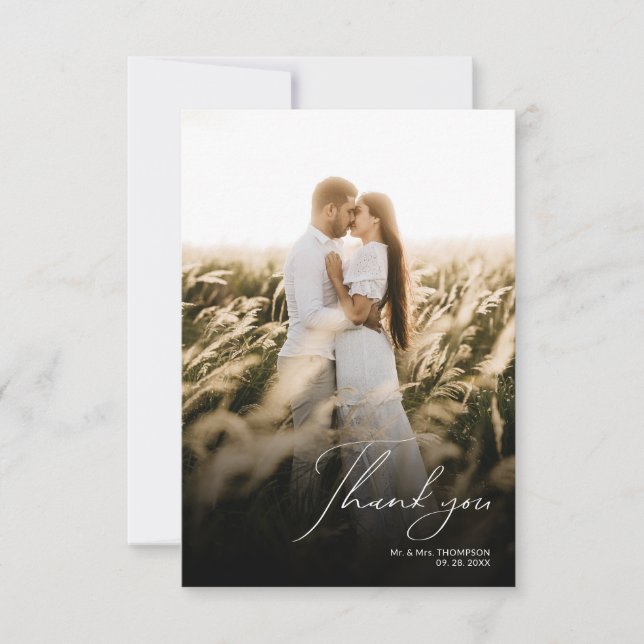 Simple Modern 2 Photo Bröllop Tack Kort (Framsida)