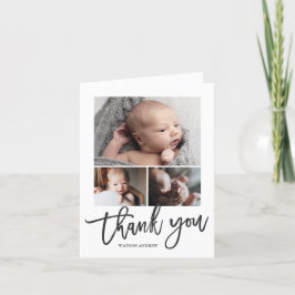 Simple Modern 3 Photo Collage Baby Photo Tack Kort