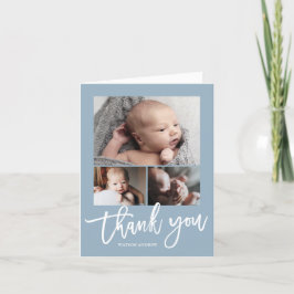 Simple Modern 3 Photo Collage Baby Photo Tack Kort
