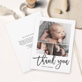 Simple Modern 3 Photo Collage Baby Photo Tack Kort