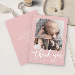 Simple Modern 3 Photo Collage Baby Photo Tack Kort