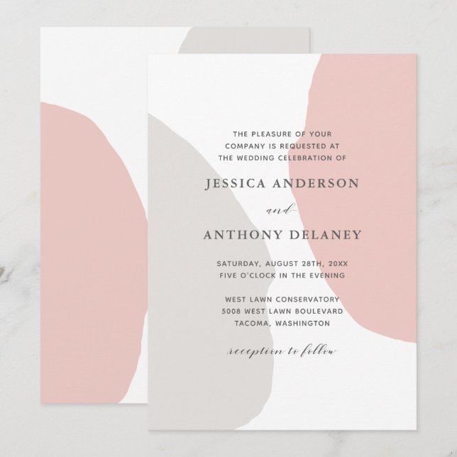 Simple Modern Abstrakt Shapes bröllopsinbjudan Inbjudningar (Fram/baksida)