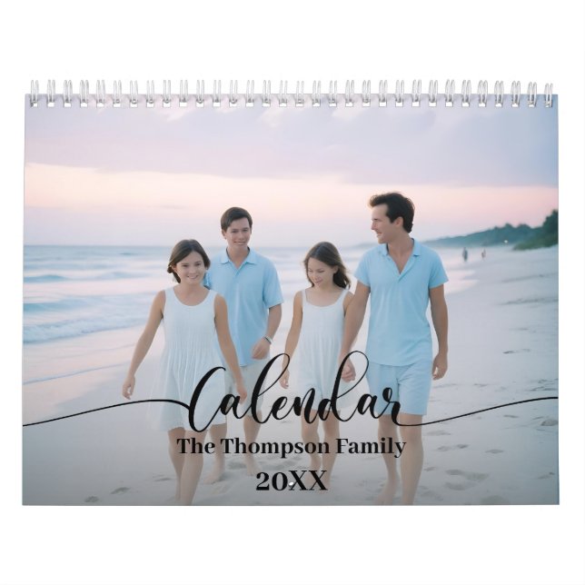 Simple Modern Anpassningsbar 14 Photos Family 2025 Kalender (Omslag)