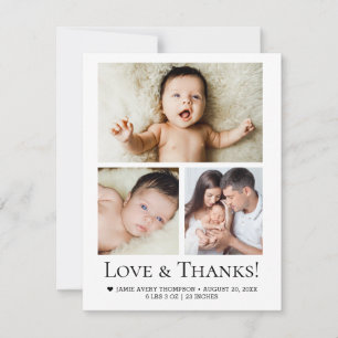 Simple Modern Anpassningsbar Baby Photo Collage Tack Kort