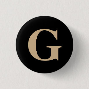 Simple Modern Anpassningsbar Initial Black and Bei Knapp