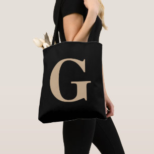 Simple Modern Anpassningsbar Initial Black and Bei Tygkasse