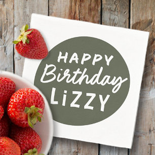 Simple Modern Anpassningsbar non-Photo Birthday Hä Pappersservett