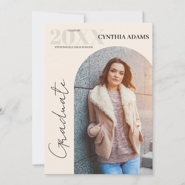 Simple Modern Arch Photo Beige Studenten Meddelande (Framsida)