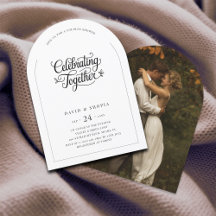 Simple Modern Arch Photo Bröllop Par Shower