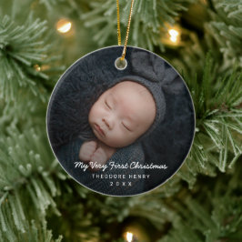 Simple Modern Baby Photo Min första jul Julgransprydnad Keramik