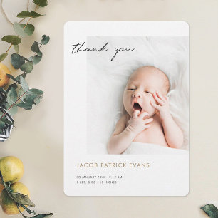 Simple Modern Baby Photo Tack Birth Meddelande