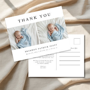 Simple Modern Baby Photo Tack Birth Meddelande Vykort