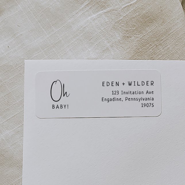 Simple Modern Baby Shower Oh Baby Returadress Etikett (Skapare uppladdad)