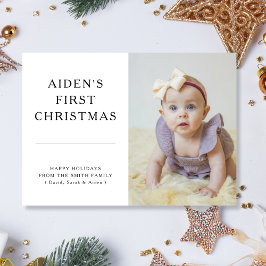 Simple Modern Baby's First jul Photo Card Julkort