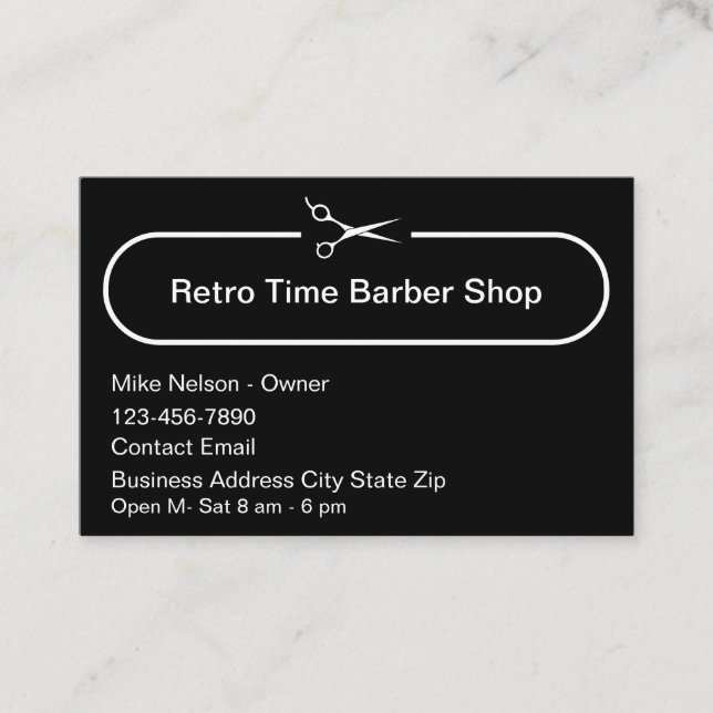 Simple Modern Barber Shop Business Cards  Visitkort (Framsida)