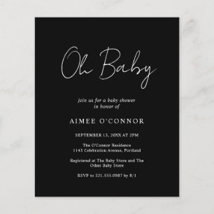Simple Modern Black Budget Baby Shower-inbjudan