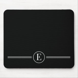 Simple Modern Black Monogram Mousepad Musmatta