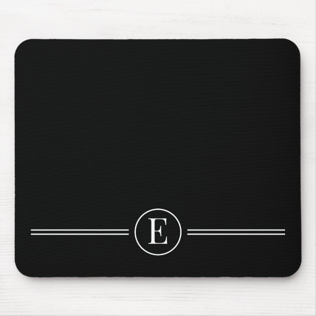 Simple Modern Black Monogram Mousepad Musmatta (Framsidan)