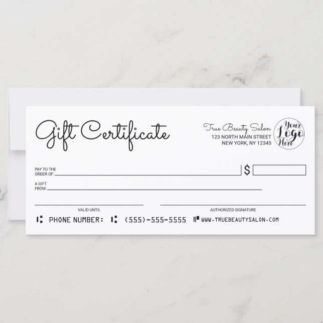 Simple Modern Black White Check Gift Certificate (Framsida)